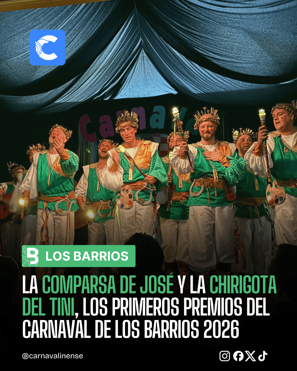 La comparsa de José y la chirigota del Tini, grandes triunfadoras del Carnaval de Los Barrios&nbsp;2026